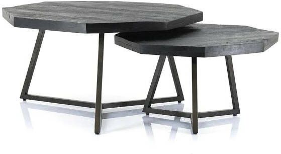 By Boo Salontafelset Mangohout zwart Octagon