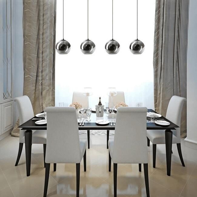 ETH verlichting | ETH Orb Balk Hanglamp 4x E27 Smoke mirror Glas 25cm Zwart 130cm | Woonaccessoires | Hanglamp