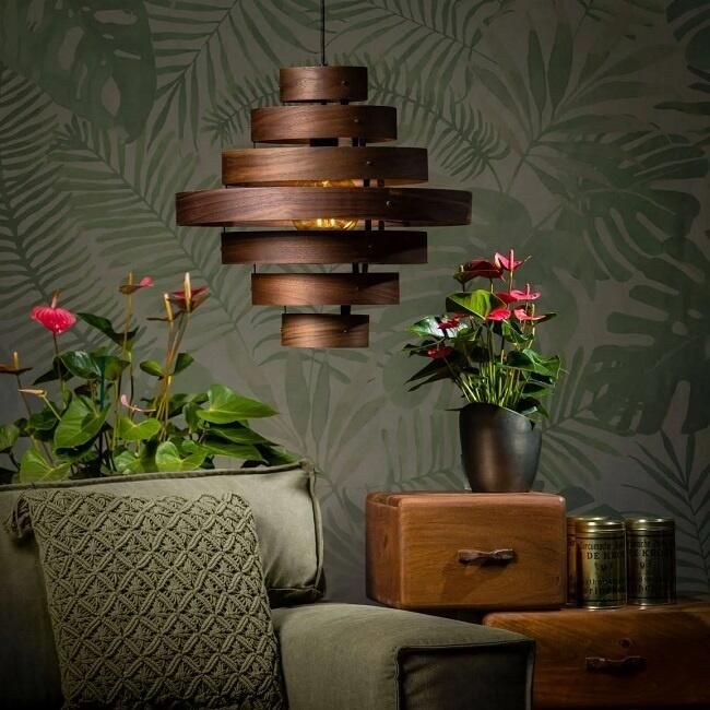 ETH verlichting | Walnut hanglamp hout 7 rings | Woonaccessoires | Hanglamp - Foto 2