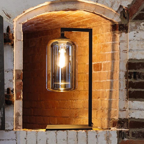 ETH verlichting | The John Tafellamp 1x E27 Smoke Glas Zwart | Woonaccessoires | Tafellamp