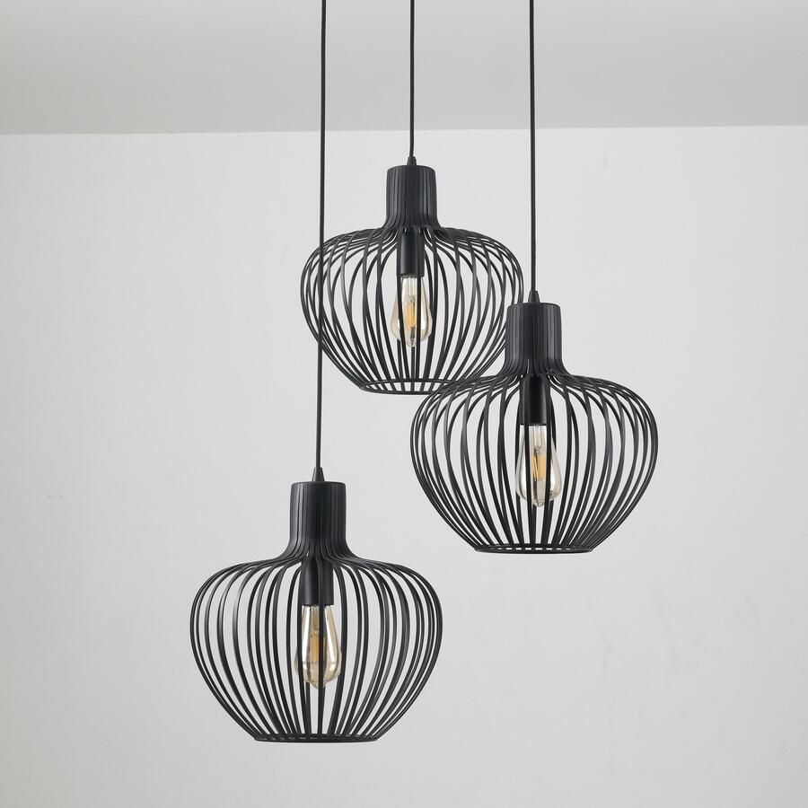 Freelight Hanglamp Arraffone 3 lichts Ø 40 cm zwart - Foto 2