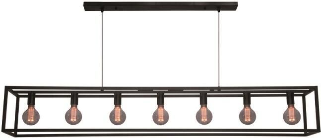 Freelight Hanglamp Esteso 7 lichts L 168 cm B 25 cm zwart