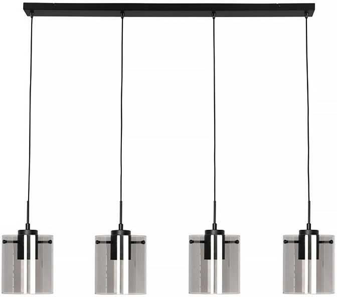 Freelight Interno Hanglamp Zwart & Smoke Glas 4 Lichts
