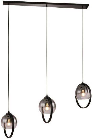 Freelight Hanglamp Aureol 3-lichts zwart smoke glas