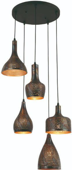 Freelight Hanglamp Cambal 5-lichts zwart bruin