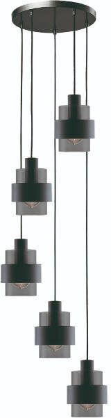 Freelight Hanglamp Chiasso 5-lichts smoke getrapt