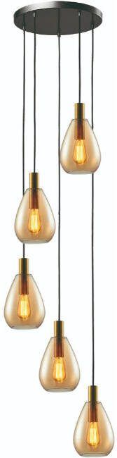 Freelight Hanglamp Dorato 5-lichts goud getrapt