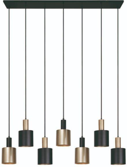 Freelight Hanglamp Trofeo 7-lichts goud zwart