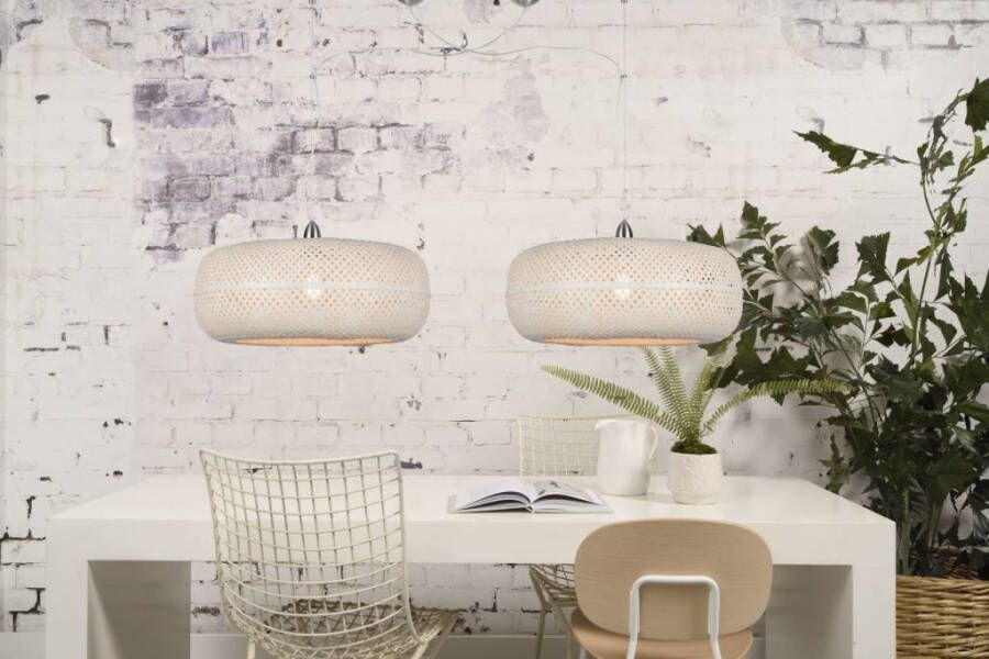 GOOD&MOJO Good & Mojo Dubbele Hanglamp PALAWAN Bamboe Wit Product Met gloeilamp: Nee