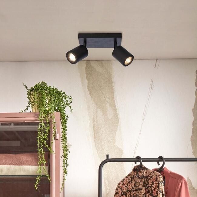 GOOD&MOJO Plafonniere Java Bamboe Zwart 22x12x13cm