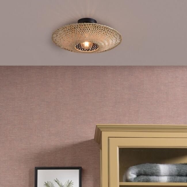 GOOD&MOJO Good & Mojo Plafondlamp KALIMANTAN Bamboe Product Grootte: Small (44 x 44 x 12cm) Product Met gloeilamp: Nee