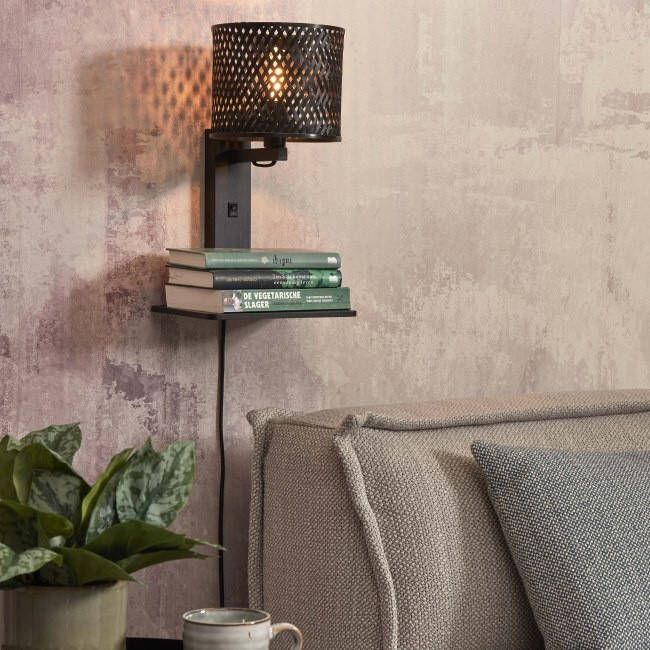 GOOD&MOJO Wandlamp Java zwart met boekenplank