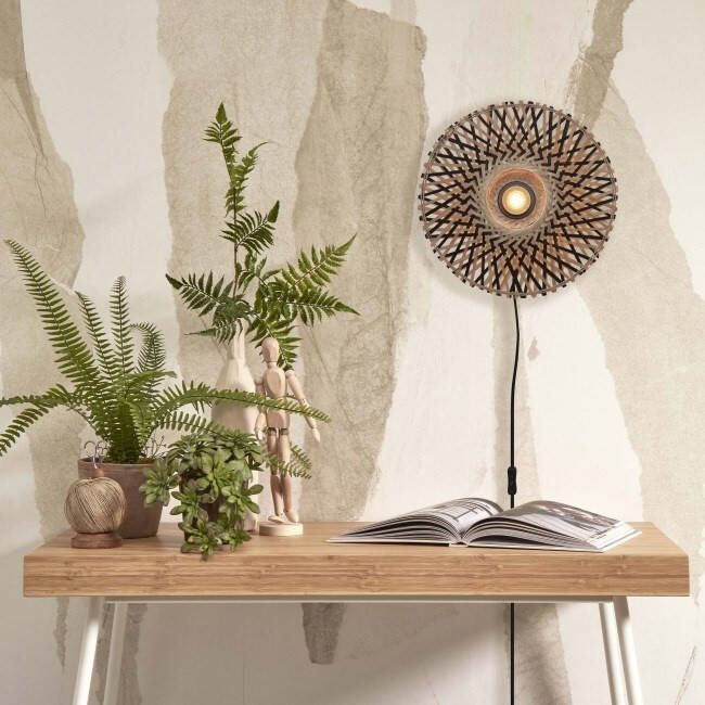 GOOD&MOJO Wandlamp Kalimantan Bamboe 30cm Naturel Zwart
