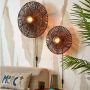 GOOD&MOJO Wandlamp Zanzibar Rotan Zwart Ø40cm - Thumbnail 2