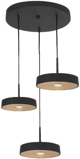 Highlight Hanglamp Bright 3 lichts getrapt zwart brons