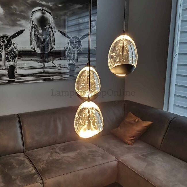 Highlight Hanglamp Clear Egg 3 lichts Ø 25 cm helder-zwart