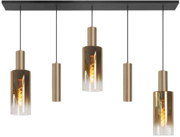 Highlight Hanglamp Perugia 5-lichts goud met kokers