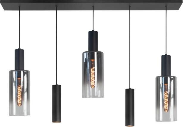Highlight Hanglamp Perugia 5-lichts zwart met kokers