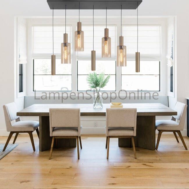 Highlight Hanglamp Perugia 7-lichts brons met kokers