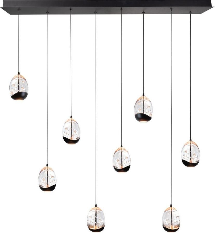 Highlight Hanglamp Clear Egg 8 lichts L 115 x B 18 cm helder-zwart