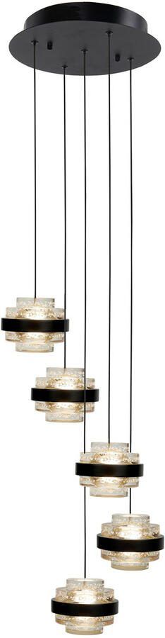 Highlight Hanglamp Dynasty 5 lichts Ø 34 cm clear-zwart
