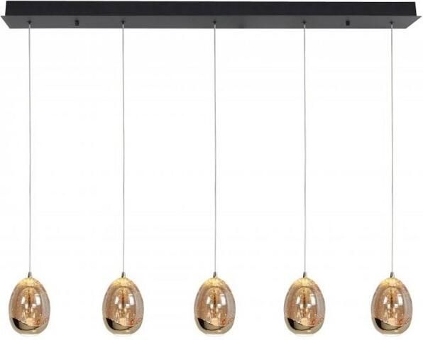 Highlight Hanglamp Golden Egg 5 lichts L 108 cm amber-zwart