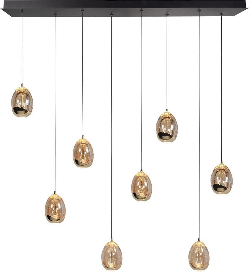 Highlight Hanglamp Golden Egg 8 lichts L 115 x B 18 cm amber-zwart