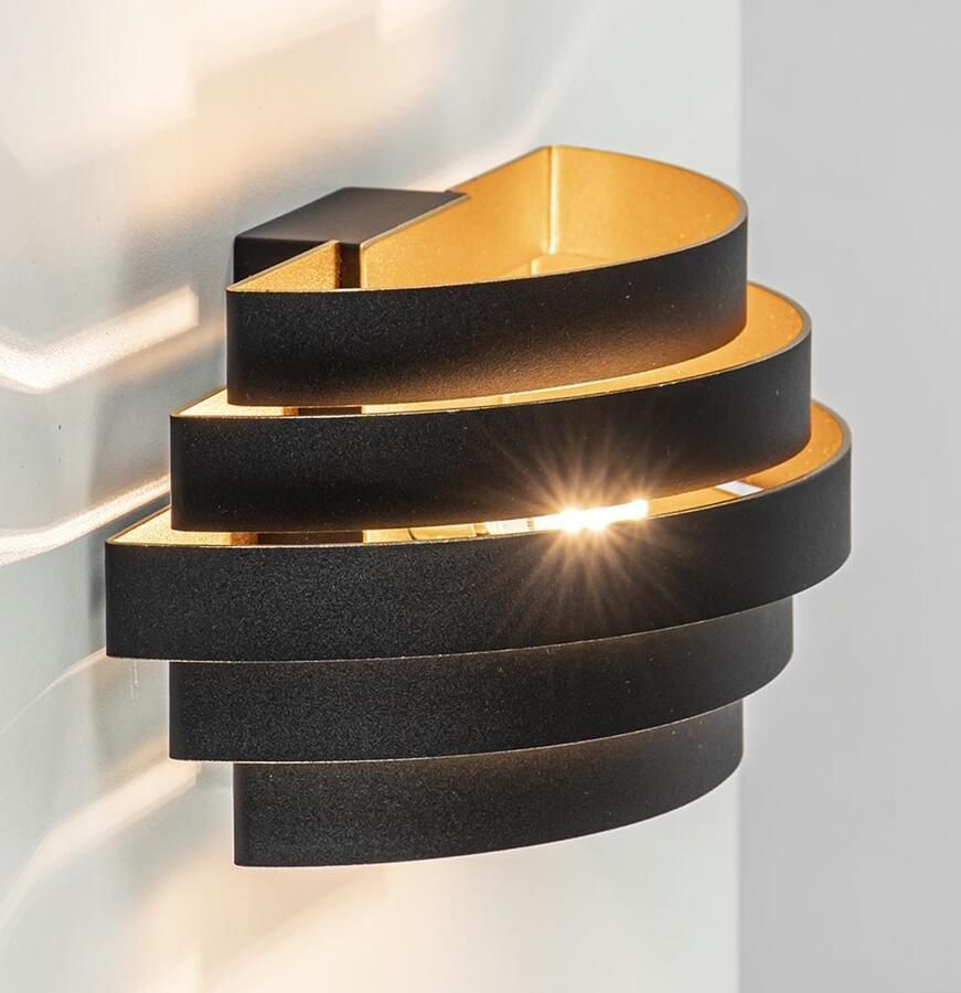 Highlight Wandlamp Scudo B 25 cm zwart goud