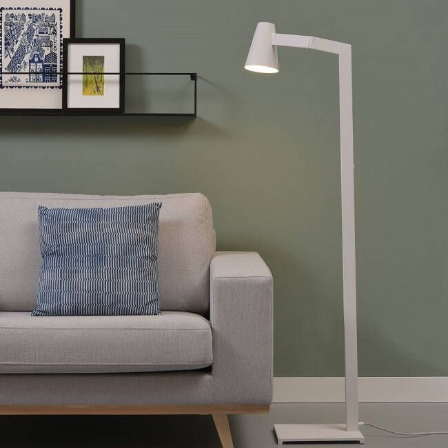 Vloerlamp ijzer Biarritz h.143xb.43cm kapØ12xh.16cm wit