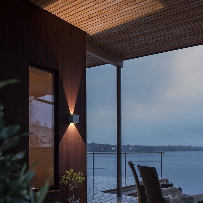 Konstsmide Cremona led-muurlamp dubbel (Kleur: lichtgrijs Vorm lampenkap: vierkant)