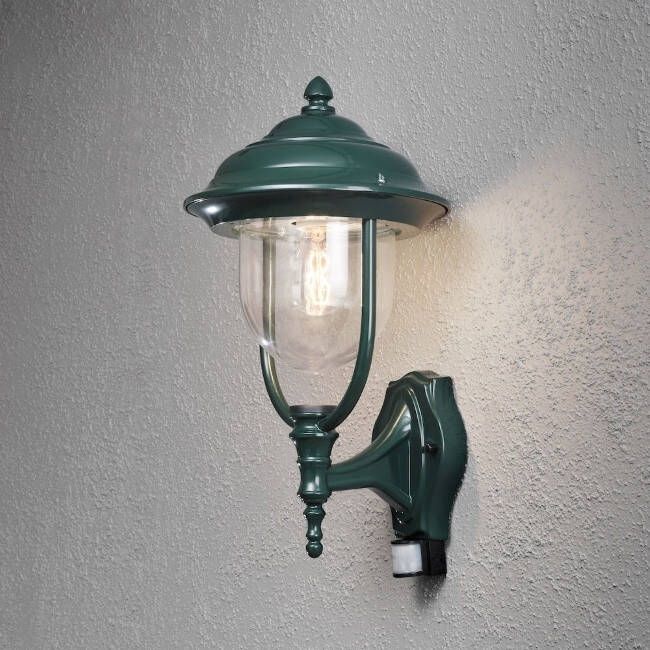 Konstsmide Wandlamp Parma Soragna groen klassieke buitenlamp 7235-600 bewegingssensor