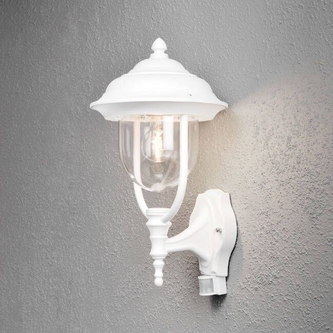 Konstsmide Wandlamp Parma Soragna wit klassieke buitenlamp loopsensor 7235-250