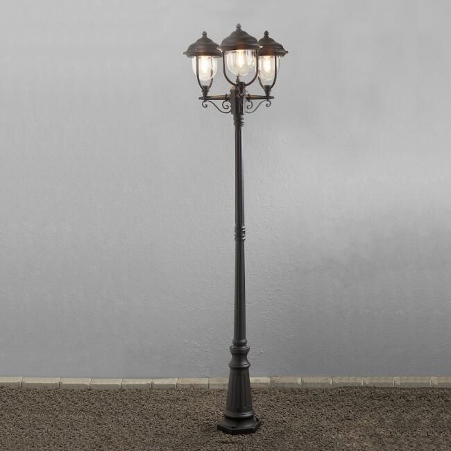 Konstsmide Lantaarnpaal Parma Zibello zwart 3 armig klassieke tuinlamp 7227-750