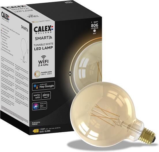 Calex LED Lamp Globe Smart LED G125 E27 Fitting Dimbaar 7W Aanpasbare Kleur CCT Goud - Foto 3