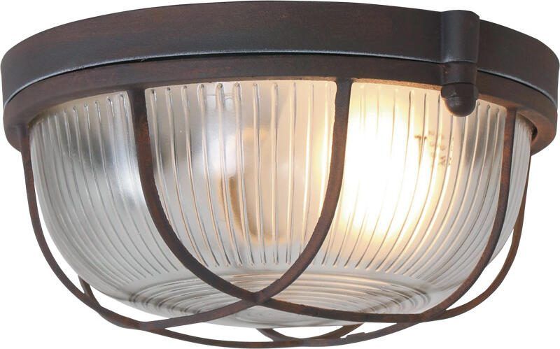 Mexlite plafonniere Lisanne bruin glas metaal Ø 17cm E27 1342B