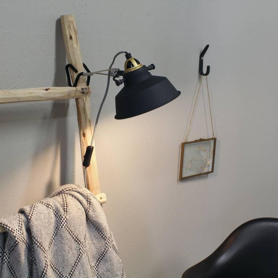 Mexlite Lightning industriele wandlamp 1-lclip medium zwart