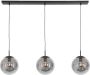 Steinhauer Bollique eettafellamp drielichts rookglas E27 verstelbaar in hoogte zwart - Thumbnail 2