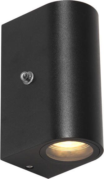 Steinhauer Buiten Wandlamp Logan 2lichts 4W rond zwart incl. sensor