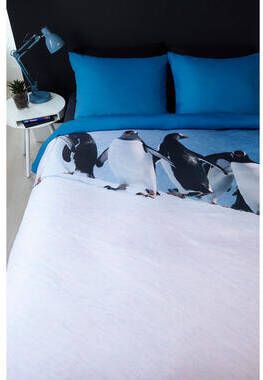 Ambiante dekbedovertrek Penguins blauw 200x200 220 cm Leen Bakker
