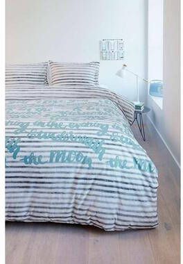 Ambiante dekbedovertrek Striped Words blauw 240x200 220 Leen Bakker