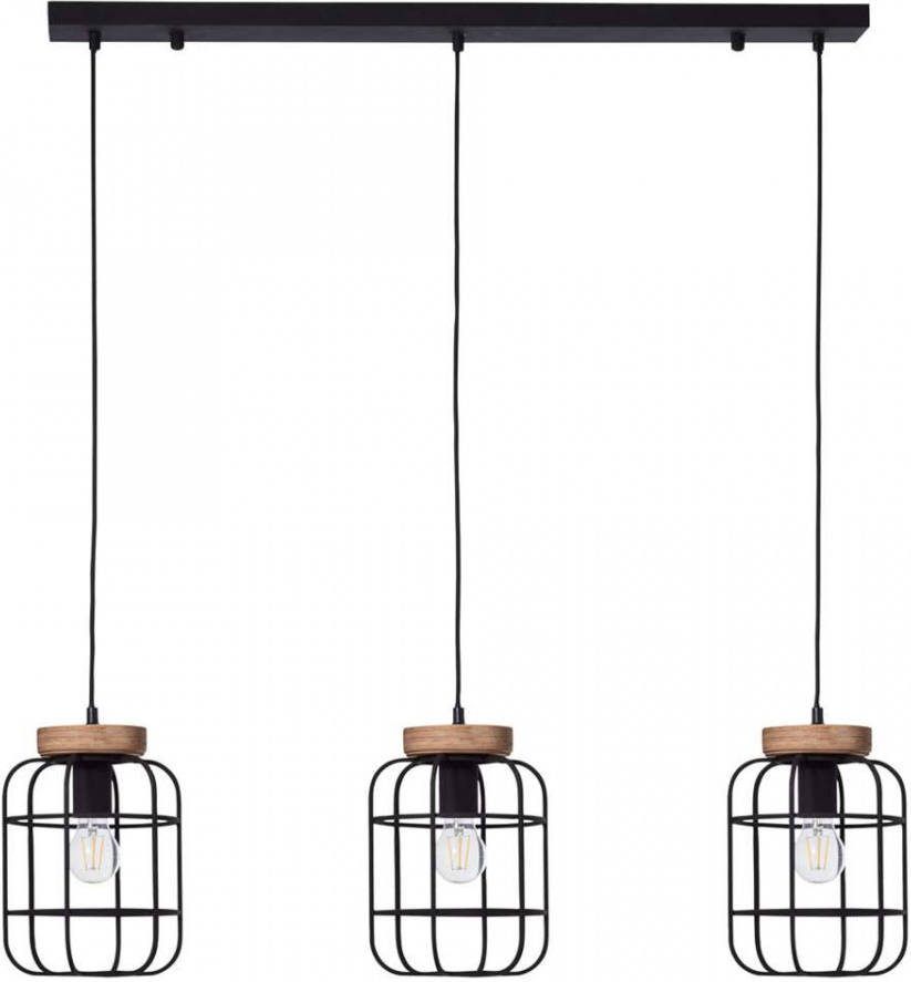 Brilliant Leuchten Hanglamp Gwen 142 cm hoogte 100 cm breedte 3x e27 antiek hout zwart korund (1 stuk)