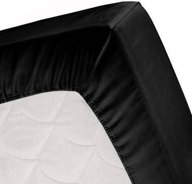 Cinderella Sundays Hoeslaken 2 Persoons 100% Katoen-Satijn Extra Lang 180x220 cm tot 25 cm Zwart