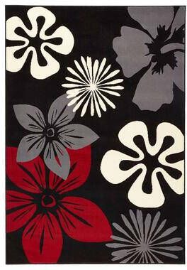 Dutch Decor Hanse Home vloerkleed Flora zwart rood 200x290 cm Leen Bakker