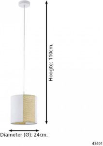 EGLO Hanglamp Arnhem wit ø24 x h110 cm excl. 1x e27 (elk max. 40 w) van zeegras en sterk papier hanglamp hanglamp plafondlamp lamp eettafellamp eettafel keukenlamp (1 stuk)