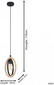EGLO Hanglamp BASILDON zwart bruin l19 x h110 x b16 cm excl. 1x e27 (elk max. 40 w) van hout en metaal hanglamp hanglamp plafondlamp lamp eettafellamp eettafel keukenlamp (1 stuk)