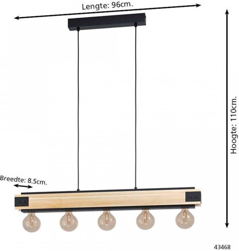 EGLO hanglamp Layham 5-lichts bruin zwart Leen Bakker