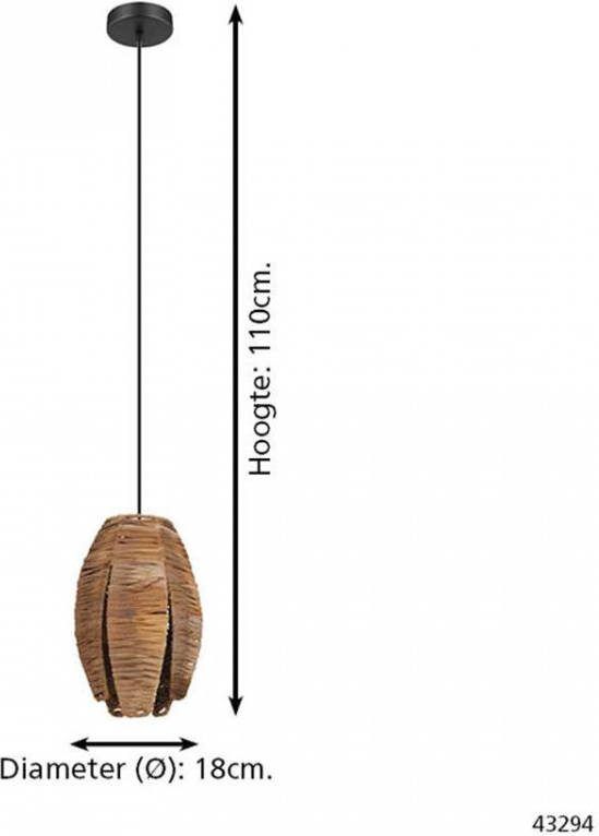 EGLO Mongu 1 Hanglamp E27 Staal;Textiel Zwart;Bruin