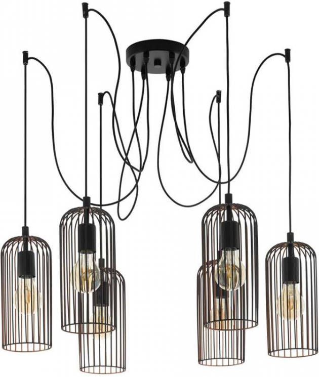 EGLO  Roccamena - hanglamp - 6-lichts - E27 - zwart koperkleurig