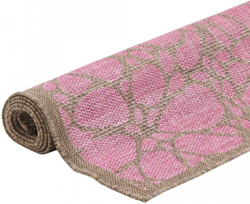 Floorita binnen buitenvloerkleed Fiore roze 135x190 cm Leen Bakker