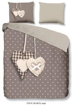 Good Morning dekbedovertrek Hearts taupe 200x200 220 cm Leen Bakker